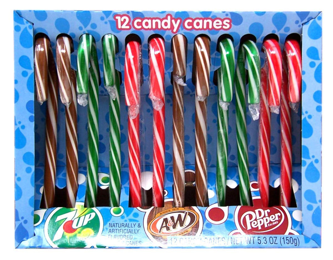 7UP®, A&W®, Dr Pepper® Candy Canes 3 Flavor